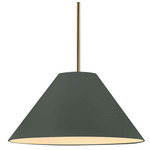 Radiance Avola Stem Hung Pendant - Antique Brass / Pewter Green