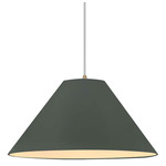 Radiance Avola White Cord Pendant - Antique Brass / Pewter Green