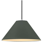 Radiance Avola Black Cord Pendant - Polished Chrome / Pewter Green