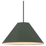 Radiance Avola Stem Hung Pendant - Polished Chrome / Pewter Green