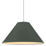 Radiance Avola White Cord Pendant - Polished Chrome / Pewter Green