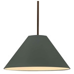 Radiance Avola Stem Hung Pendant - Dark Bronze / Pewter Green