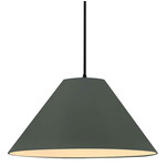 Radiance Avola Black Cord Pendant - Matte Black / Pewter Green
