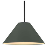 Radiance Avola Stem Hung Pendant - Matte Black / Pewter Green