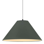 Radiance Avola White Cord Pendant - Matte Black / Pewter Green