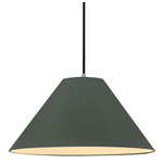 Radiance Avola Black Cord Pendant - Brushed Nickel / Pewter Green