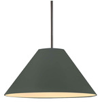 Radiance Avola Stem Hung Pendant - Brushed Nickel / Pewter Green