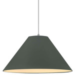 Radiance Avola White Cord Pendant - Brushed Nickel / Pewter Green