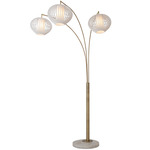 Bloom 3-Light Arc Floor Lamp - Weathered Brass / White