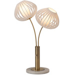 Bloom 2-Light Table Lamp - Weathered Brass / White