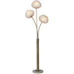 Bloom 3-Light Floor Lamp - Weathered Brass / White