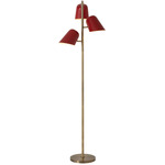 Culver Tree Floor Lamp - Weathered Brass / Crimson / Crimson Red