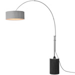 Tambo Arc Floor Lamp - Satin Nickel / Black Oak / Cashmere Grey
