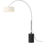 Tambo Arc Floor Lamp - Satin Nickel / Black Oak / White Linen