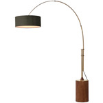 Tambo Arc Floor Lamp - Weathered Brass / Dark Walnut / Black