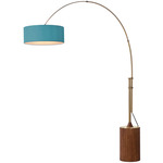 Tambo Arc Floor Lamp - Weathered Brass / Dark Walnut / Turquoise