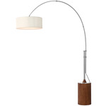 Tambo Arc Floor Lamp - Satin Nickel / Dark Walnut / White Linen