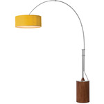 Tambo Arc Floor Lamp - Satin Nickel / Dark Walnut / Mustard