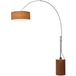 Tambo Arc Floor Lamp - Satin Nickel / Dark Walnut / Burlap