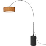 Tambo Arc Floor Lamp - Satin Nickel / Black Oak / Burlap