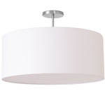 Stretch Semi Flush Ceiling Light - Satin Nickel / White