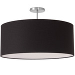 Stretch Semi Flush Ceiling Light - Satin Nickel / Black