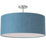 Stretch Semi Flush Ceiling Light - Satin Nickel / Turquoise