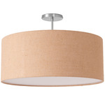 Stretch Semi Flush Ceiling Light - Satin Nickel / Burlap