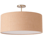 Stretch Semi Flush Ceiling Light - Weathered Brass / Burlap