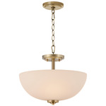 Adams Dual Mount Semi Flush Ceiling Light / Pendant - Aged Brass / Opal