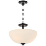 Adams Dual Mount Semi Flush Ceiling Light / Pendant - Matte Black / Opal