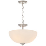 Adams Dual Mount Semi Flush Ceiling Light / Pendant - Satin Nickel / Opal