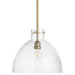 Fort Worth Clear Seeded Dome Pendant - Aged Brass / Clear Seeded