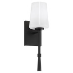 Goodwin Tall Wall Sconce - Matte Black / Opal
