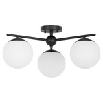Jasper Semi Flush Ceiling Light - Matte Black / Satin Opal