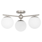 Jasper Semi Flush Ceiling Light - Satin Nickel / Satin Opal