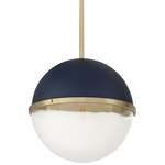 Milk Glass Sphere Pendant - Aged Brass / Blue / Milk