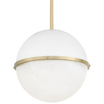 Milk Glass Sphere Pendant - Aged Brass / White / Milk