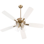 Ovation 4-Light Ceiling Fan - Aged Brass / Studio White / Clear