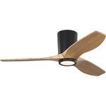 Seyra Smart Color-Select Hugger Ceiling Fan with Light - Midnight Black / Natural Honey