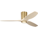 Seyra Smart Color-Select Hugger Ceiling Fan with Light - Burnished Brass / Washed White Oak