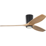 Seyra Smart Color-Select Hugger Ceiling Fan with Light - Midnight Black / Natural Honey