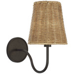 Lyndsie Cordless Wall Sconce - Aged Iron / Natural Wicker