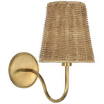 Lyndsie Cordless Wall Sconce - Hand-Rubbed Antique Brass / Natural Wicker