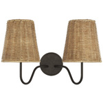 Lyndsie Double Wall Sconce - Aged Iron / Natural Wicker