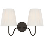 Lyndsie Double Wall Sconce - Aged Iron / Silk Pleated