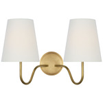 Lyndsie Double Wall Sconce - Hand-Rubbed Antique Brass / Linen