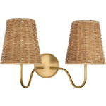 Lyndsie Double Wall Sconce - Hand-Rubbed Antique Brass / Natural Wicker