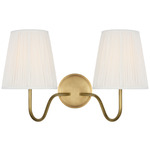 Lyndsie Double Wall Sconce - Hand-Rubbed Antique Brass / Silk Pleated