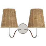 Lyndsie Double Wall Sconce - Polished Nickel / Natural Wicker